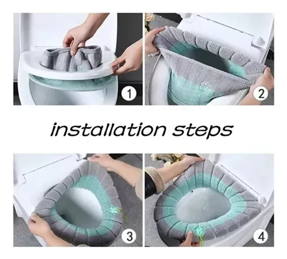 FUNDA DE ASIENTO DE INODORO SUAVE Y CÁLIDA AJUSTABLE 2
