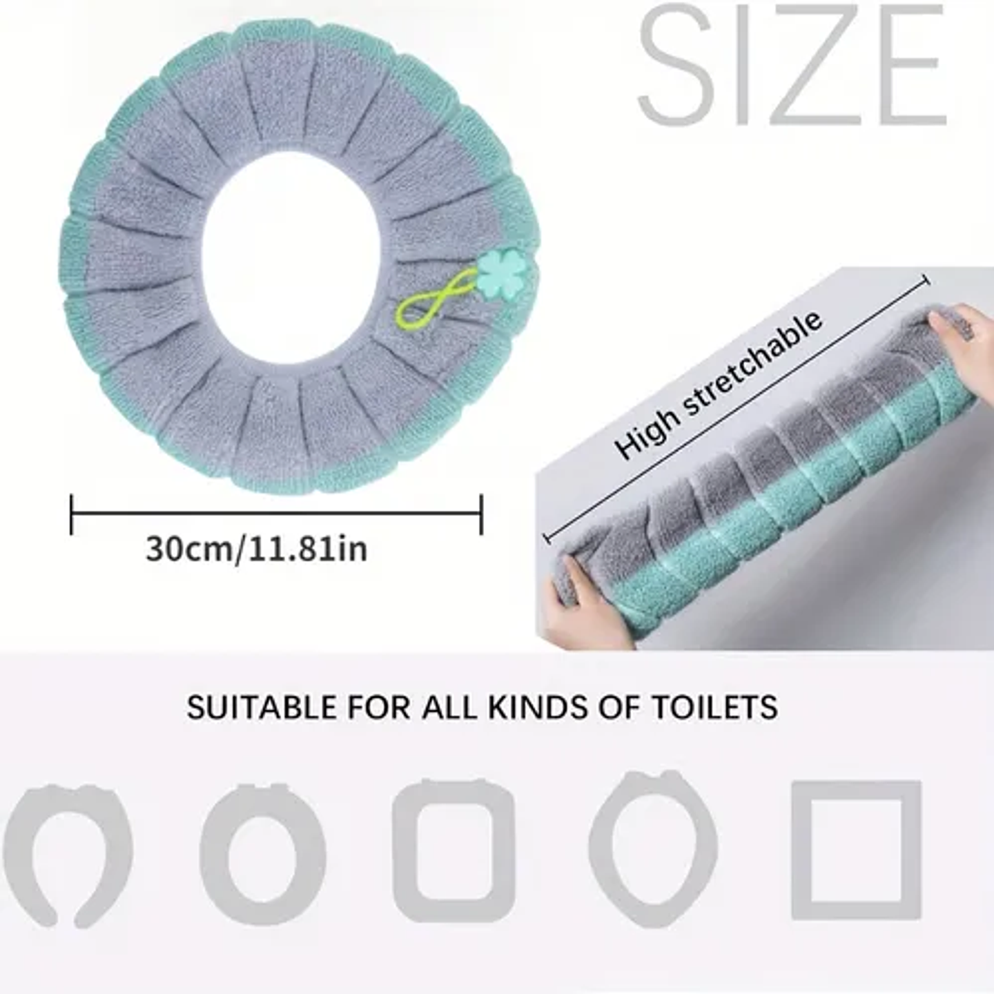 FUNDA DE ASIENTO DE INODORO SUAVE Y CÁLIDA AJUSTABLE 5