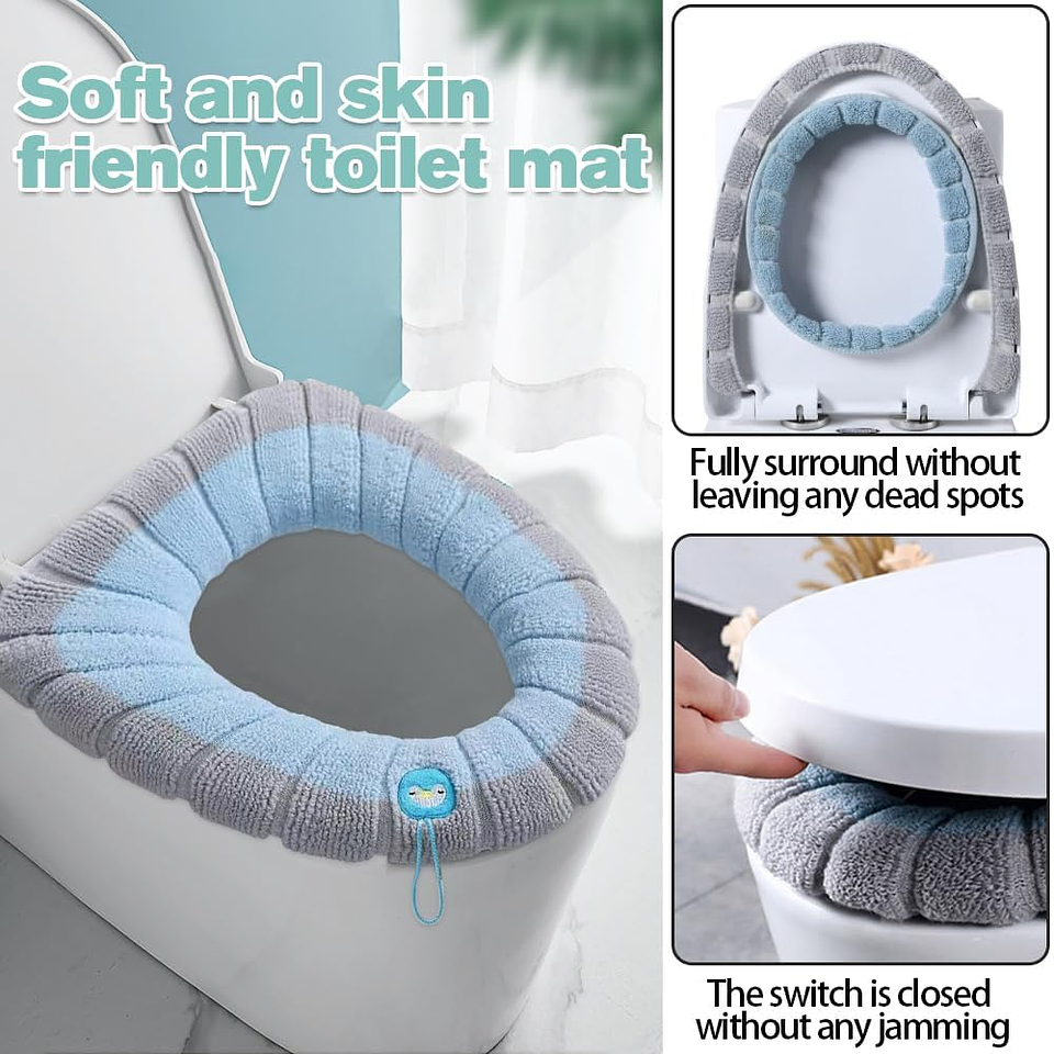 FUNDA DE ASIENTO DE INODORO SUAVE Y CÁLIDA AJUSTABLE 7
