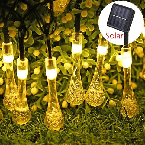 GUIRNALDA GOTA SOLAR 20 LED 6 METROS CÁLIDA 