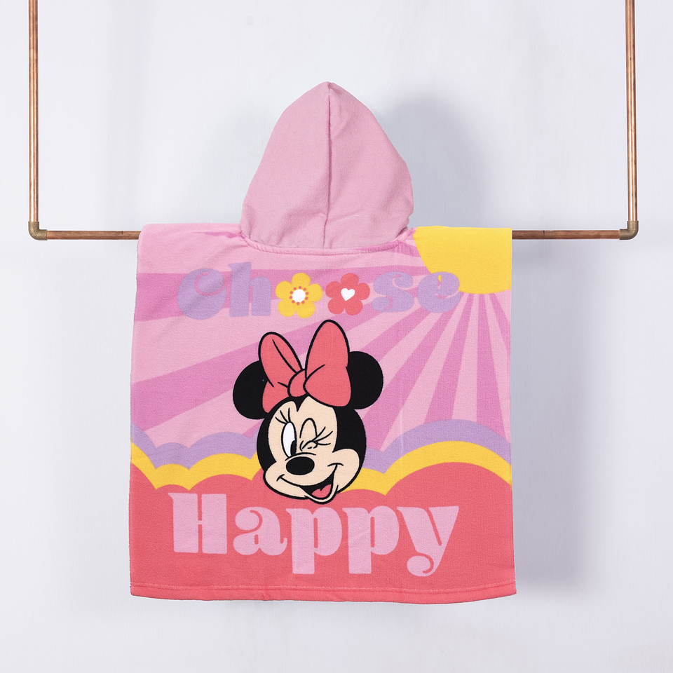 TOALLA CAPUCHA MINNIE MOUSE ORIGINAL DISNEY 60x120CM EXCELENTE CALIDAD MICROFIBRA 70/30 2