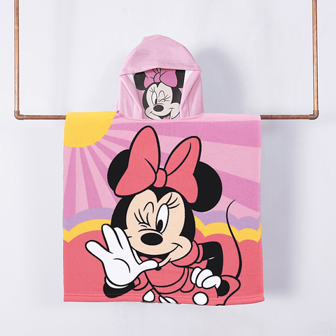 TOALLA CAPUCHA MINNIE MOUSE ORIGINAL DISNEY 60x120CM EXCELENTE CALIDAD MICROFIBRA 70/30