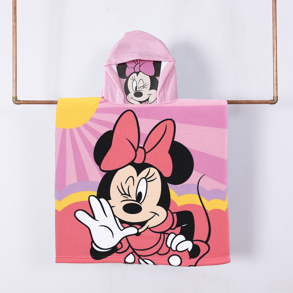 TOALLA CAPUCHA MINNIE MOUSE ORIGINAL DISNEY 60x120CM EXCELENTE CALIDAD MICROFIBRA 70/30 1