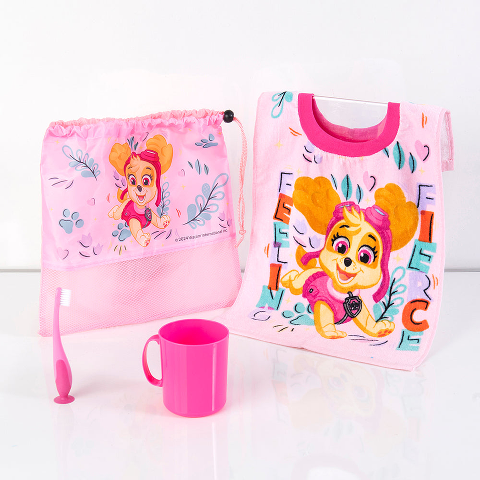 SET TOALLA ALGODON, CEPILLO, TAZA Y BOLSO PAW PATROL SKYE DISNEY ORIGINAL 1