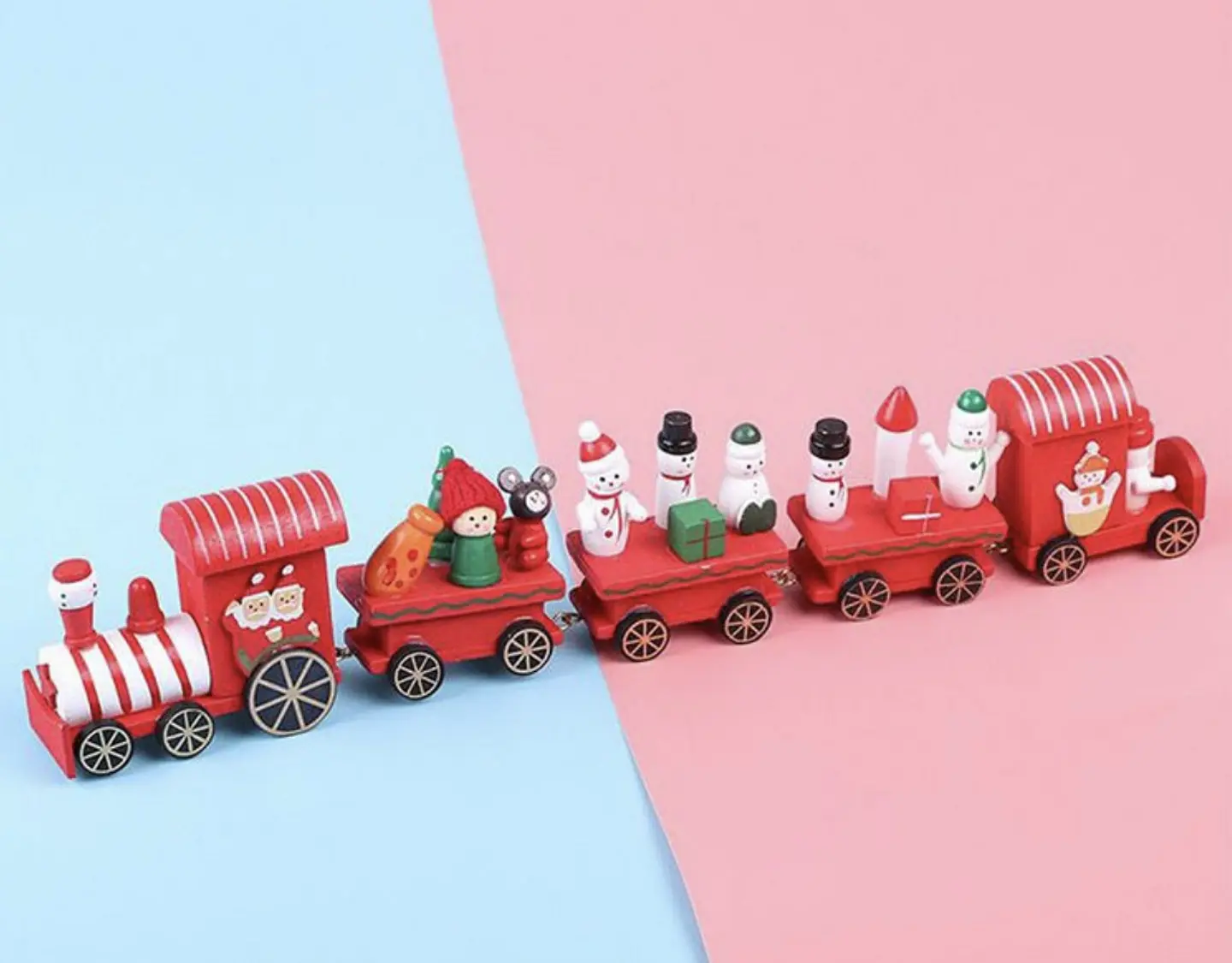 ADORNO TREN DE MADERA 5 VAGONES 40x8x5CM 1