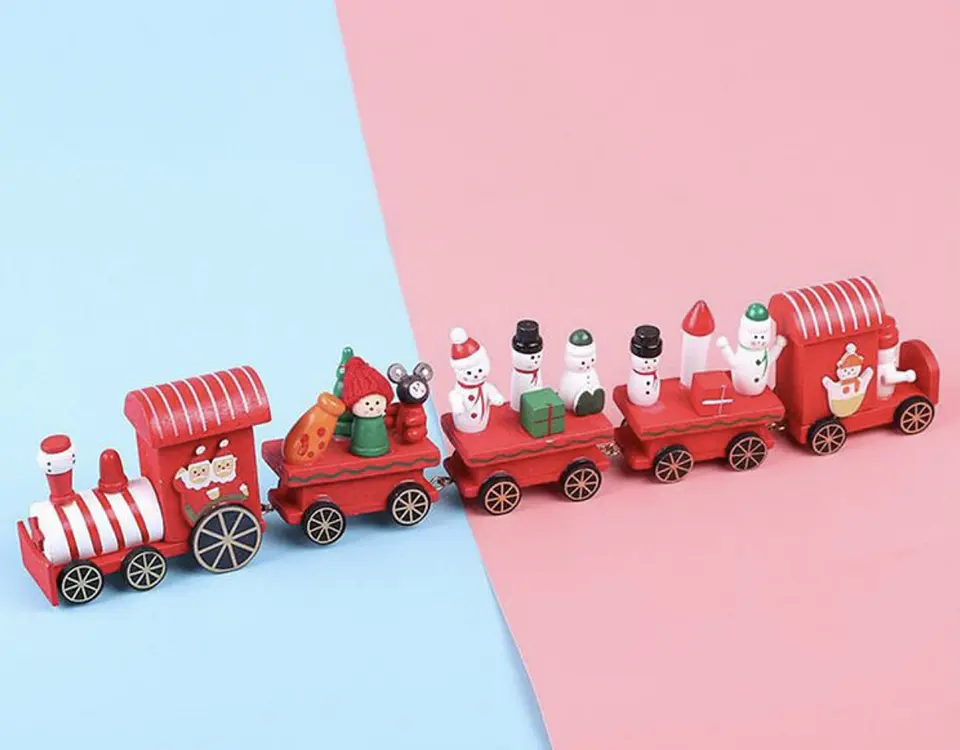 ADORNO TREN DE MADERA 5 VAGONES 40x8x5CM 1