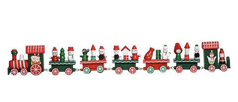 ADORNO TREN DE MADERA ROJO 7 VAGONES 42x6CM
