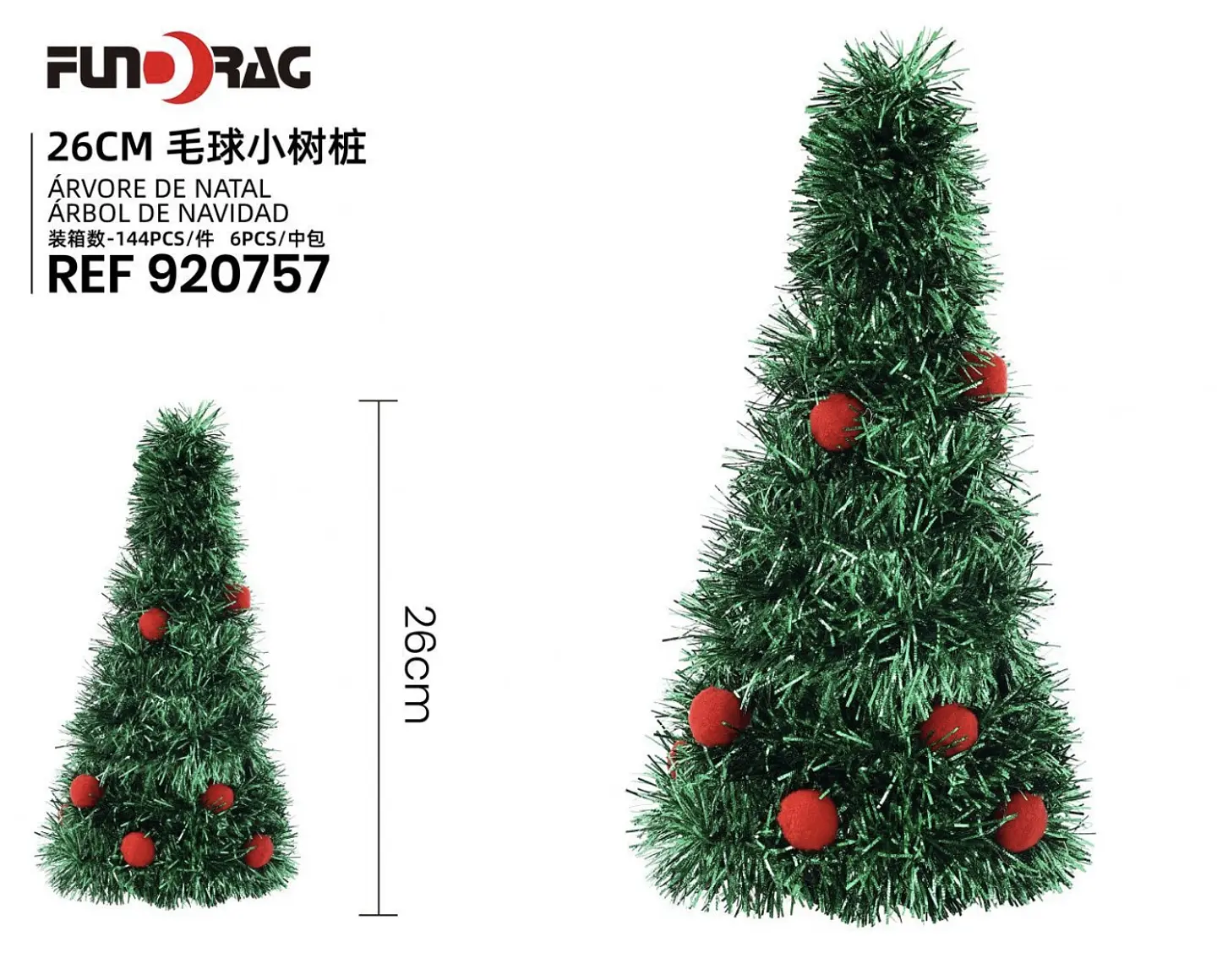 MINI ARBOLITO DECORACIÓN VERDE TERCIOPELO CON FRUTO ROJO 26CM 1