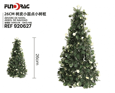 MINI ARBOLITO DECORACIÓN VERDE LENTEJUELAS 26CM