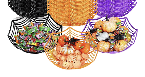 CANASTA DULCERA DE HALLOWEEN TELA DE ARAÑA 28x28CM