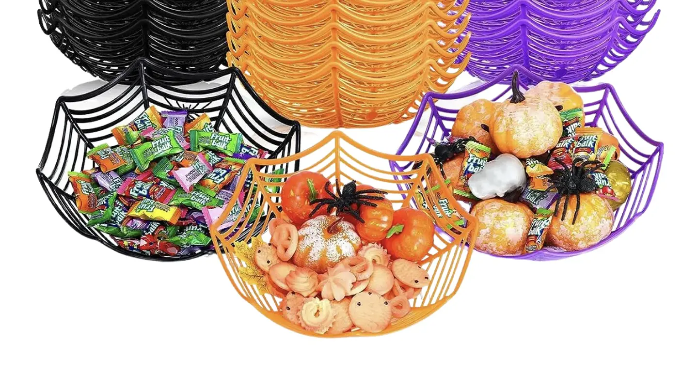 CANASTA DULCERA DE HALLOWEEN TELA DE ARAÑA 28x28CM 2