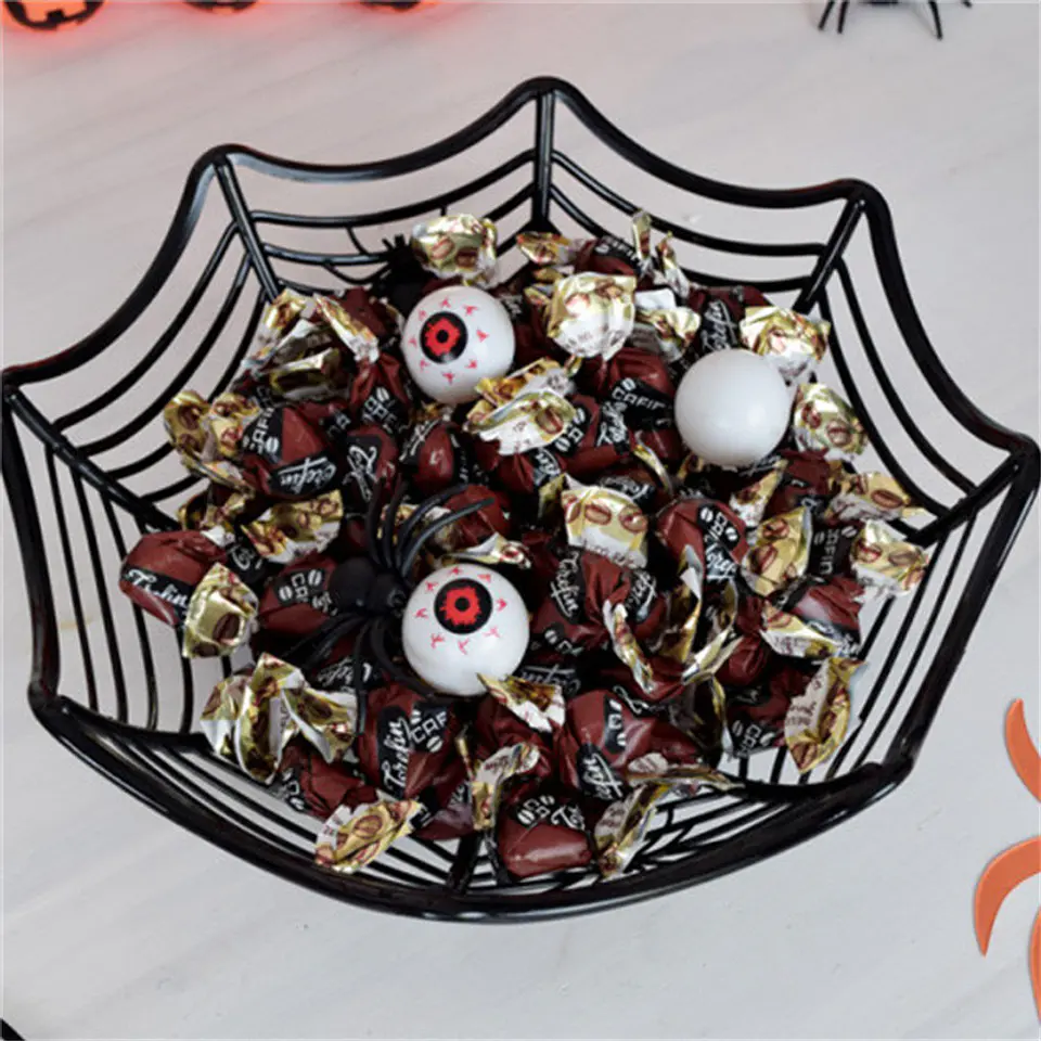 CANASTA DULCERA DE HALLOWEEN TELA DE ARAÑA 28x28CM 4