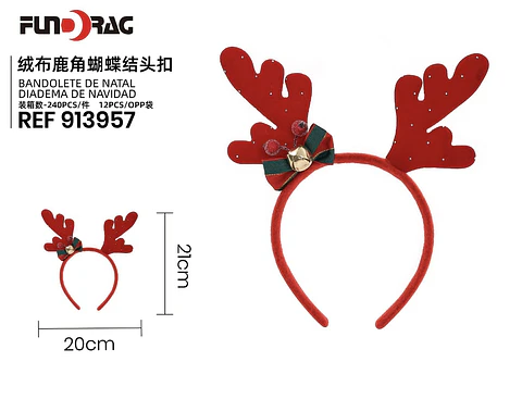 CINTILLO NAVIDAD RENO TERCIOPELO 21x20CM
