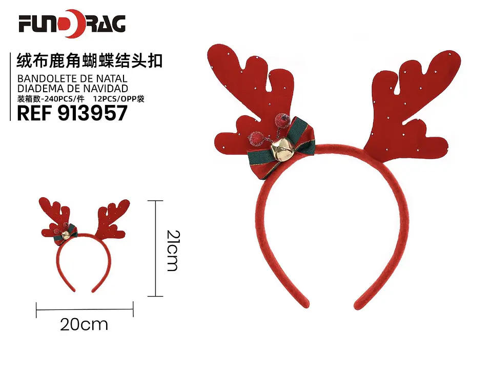 CINTILLO NAVIDAD RENO TERCIOPELO 21x20CM 1