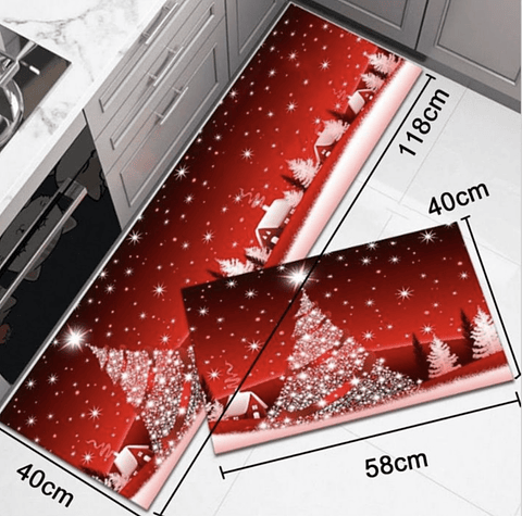 ALFOMBRA DOBLE SET DE COCINA NAVIDAD 40x60CM + 40x120CM