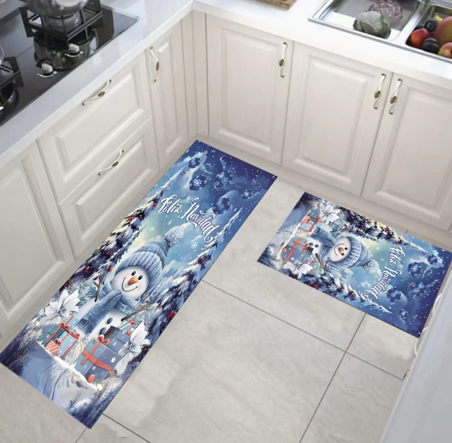 ALFOMBRA SET DE COCINA DOBLE 40x60CM + 40x120CM NAVIDAD CELESTE 2025 7