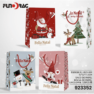 DOCENA BOLSA DE REGALO NAVIDAD VERTICAL CALIDAD 42x32x11.5CM