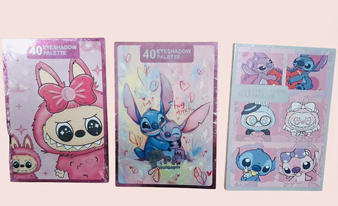 PALETA DE SOMBRAS DE 40 TONOS STITCH Y LABUBU