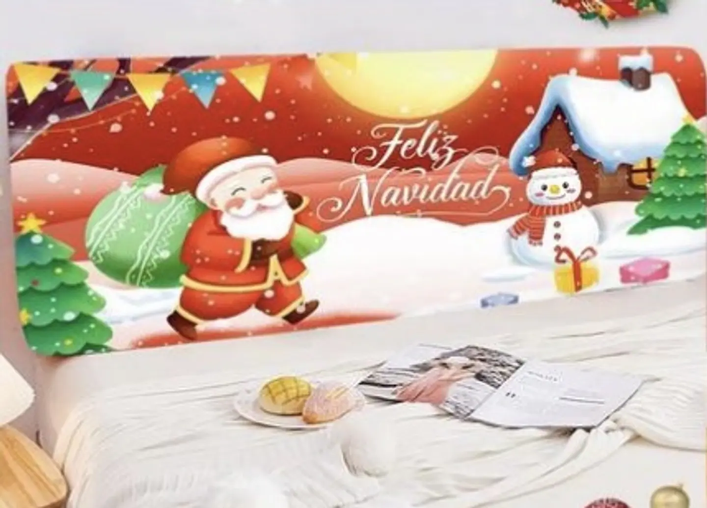 FUNDA RESPALDAR DE CAMA NAVIDAD 200x100CM 3