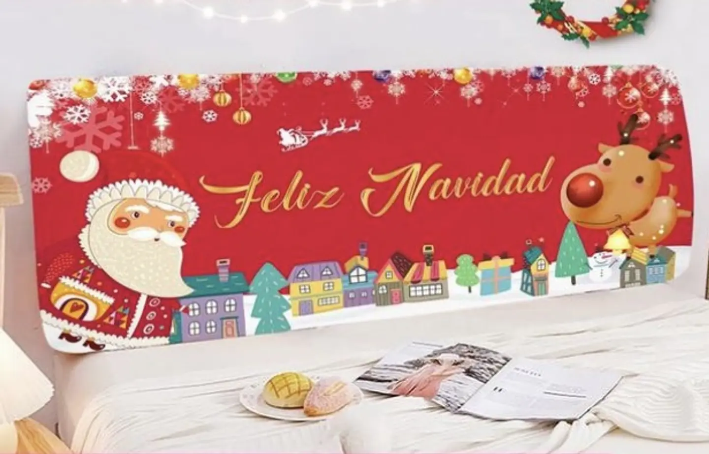 FUNDA RESPALDAR DE CAMA NAVIDAD 200x100CM 4