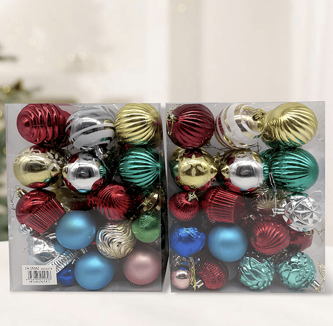 SURTIDO ADORNO ESFERAS DE ÁRBOL NAVIDAD CAJA 30PZS