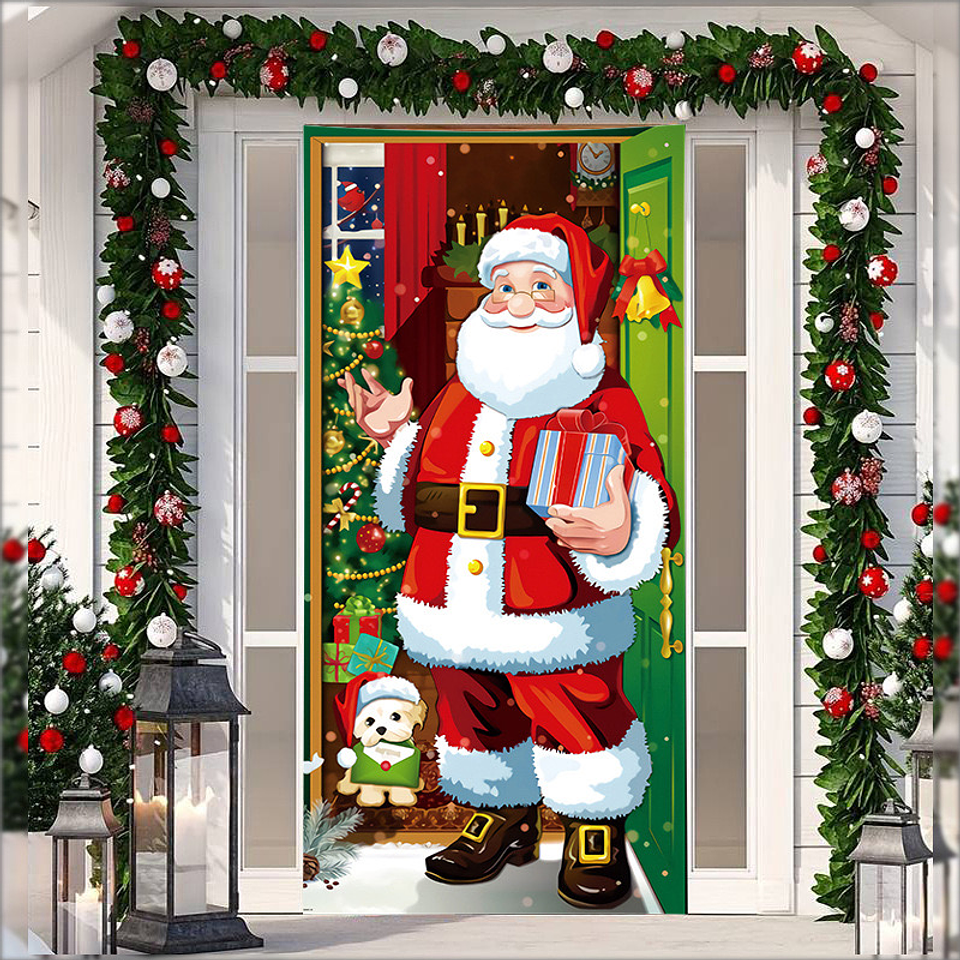 FUNDA PARA PUERTA NAVIDAD CLÁSICO 90x210CM SIRVE COMO FUNDA PARA MESA  1