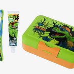 SET PASTA DE DIENTE + CEPILLO + LONCHERA DINOSAURIO