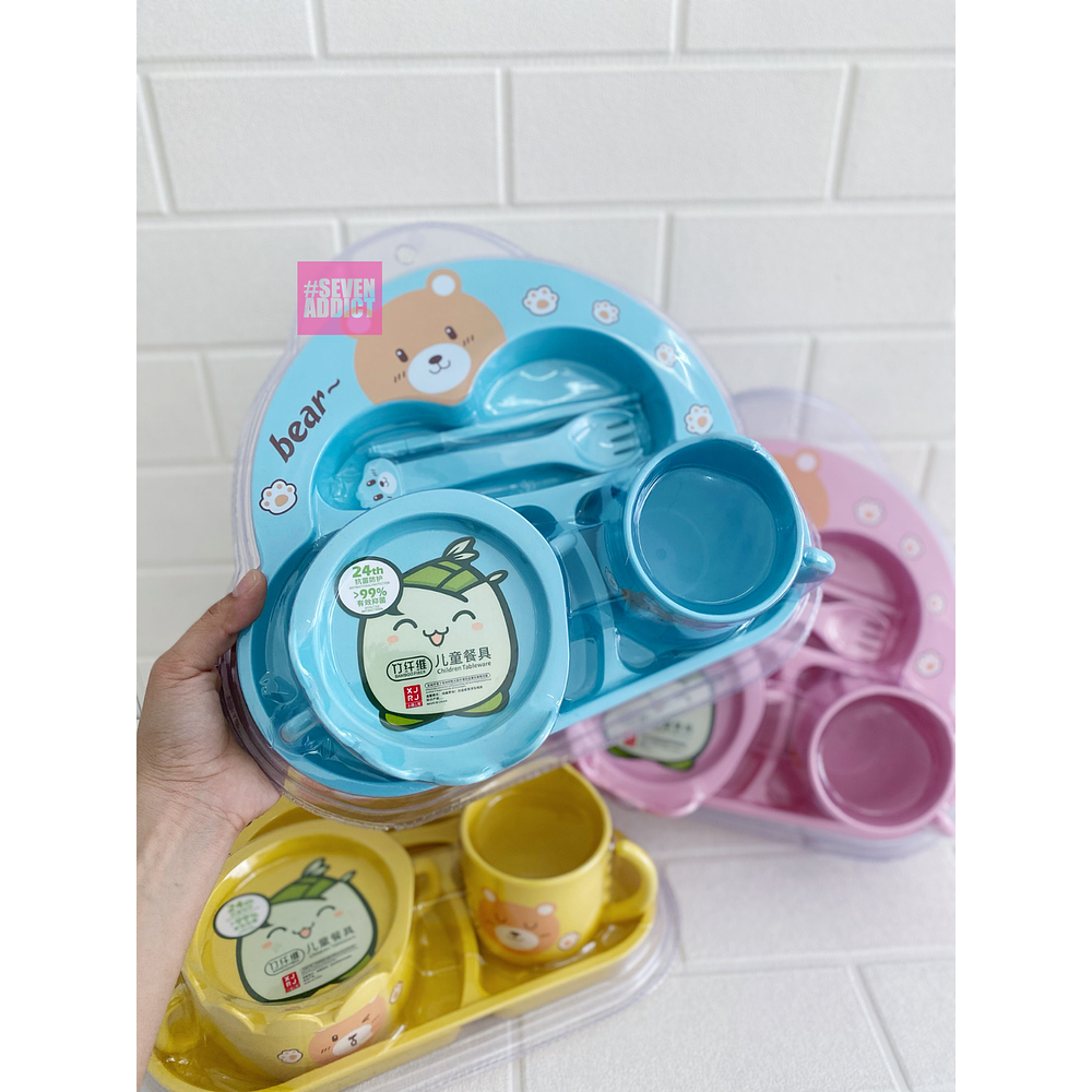 SET JUEGO DE PLATOS DE BAMBÚ PARA NIÑOS OSITO