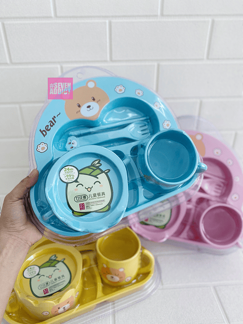 SET JUEGO DE PLATOS DE BAMBÚ PARA NIÑOS OSITO