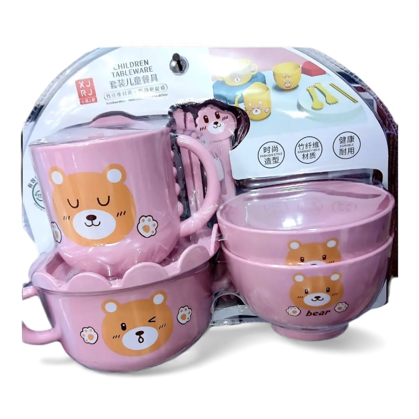 SET JUEGO DE TAZONES DE BAMBÚ PARA NIÑOS OSITO 1