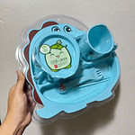 SET JUEGO DE PLATOS DE BAMBÚ PARA NIÑOS DINOSAURIO