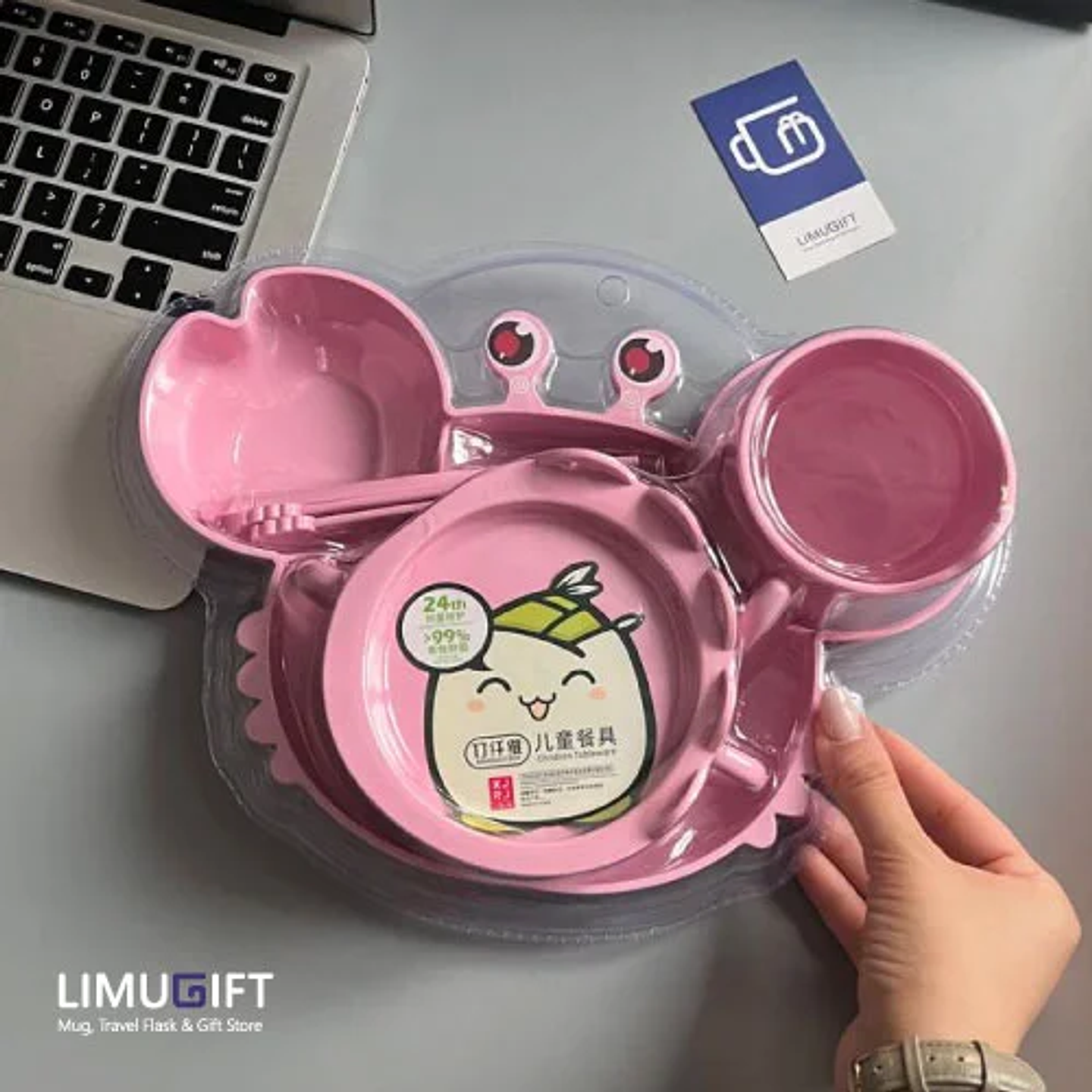 SET JUEGO DE PLATOS DE BAMBÚ PARA NIÑOS CANGREJO 1