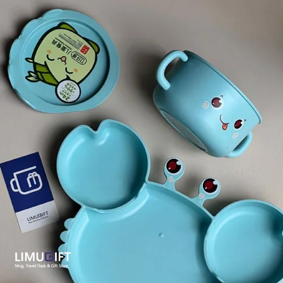 SET JUEGO DE PLATOS DE BAMBÚ PARA NIÑOS CANGREJO 3