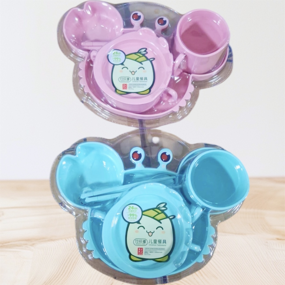 SET JUEGO DE PLATOS DE BAMBÚ PARA NIÑOS CANGREJO 6