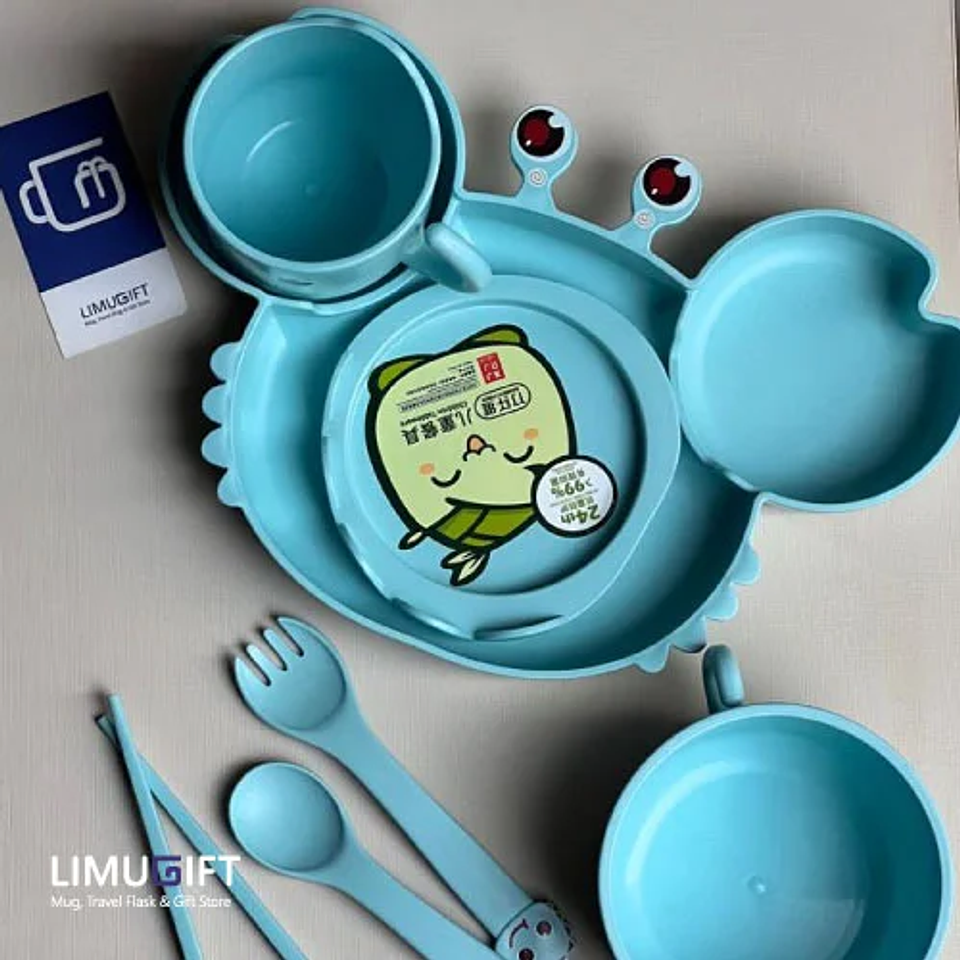 SET JUEGO DE PLATOS DE BAMBÚ PARA NIÑOS CANGREJO 4