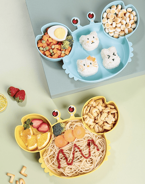 SET JUEGO DE PLATOS DE BAMBÚ PARA NIÑOS CANGREJO