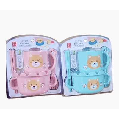 SET JUEGO DE TAZONES DE BAMBÚ PARA NIÑOS OSITO