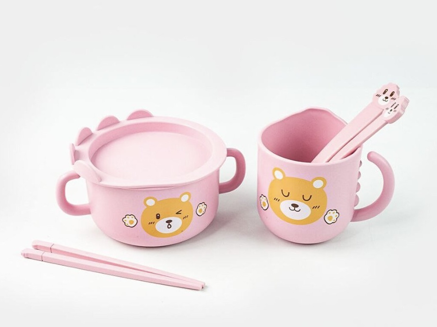 SET JUEGO DE TAZONES DE BAMBÚ PARA NIÑOS OSITO 1