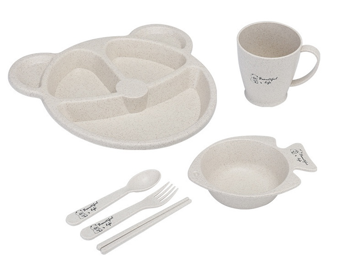 SET DE PLATOS DE BAMBÚ PARA NIÑOS EN CAJA 6