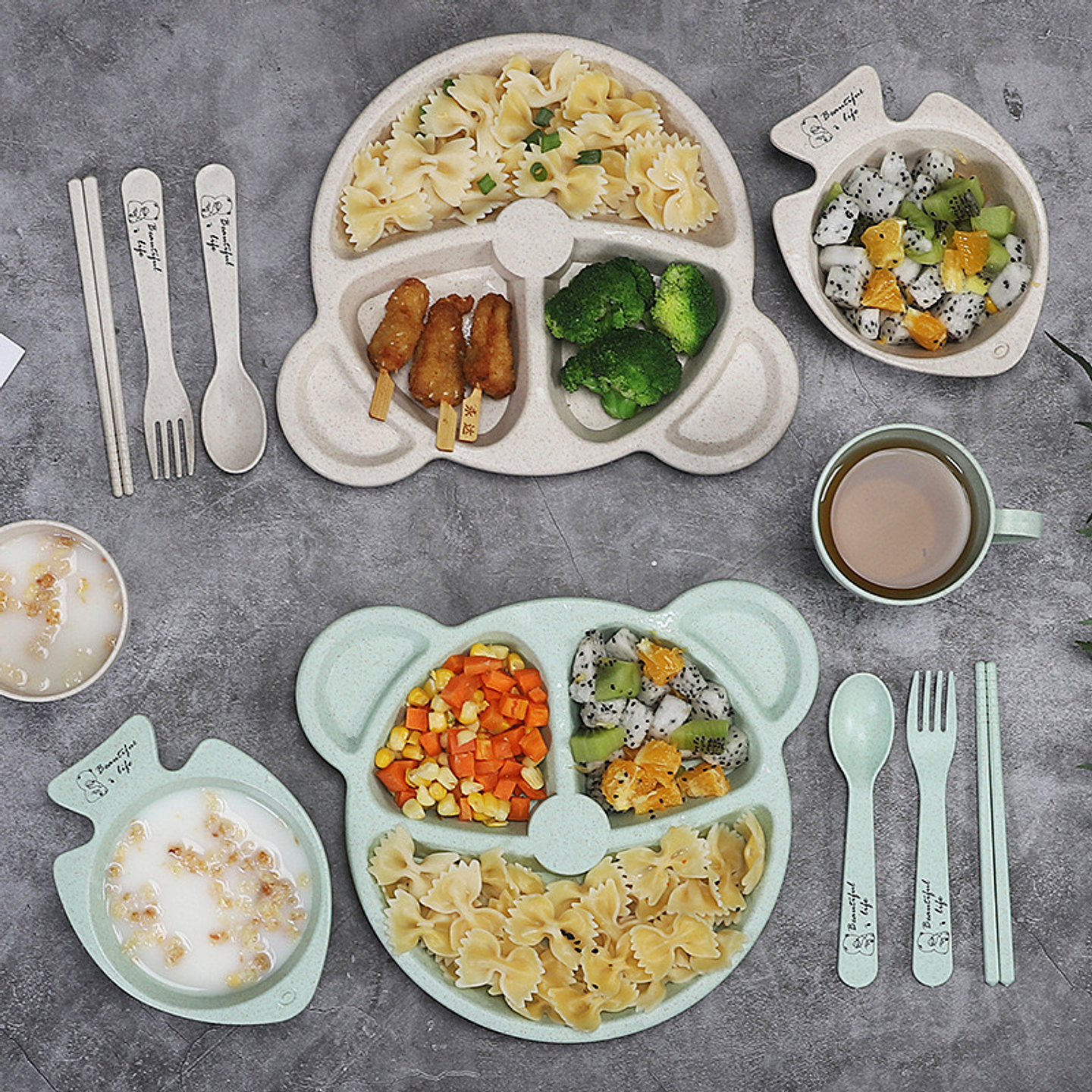 SET DE PLATOS DE BAMBÚ PARA NIÑOS EN CAJA 4