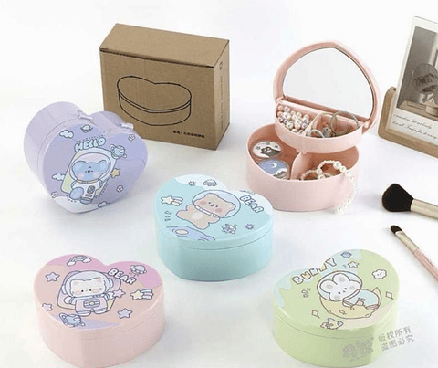 JOYERO CORAZÓN KAWAI CON ESPEJO 