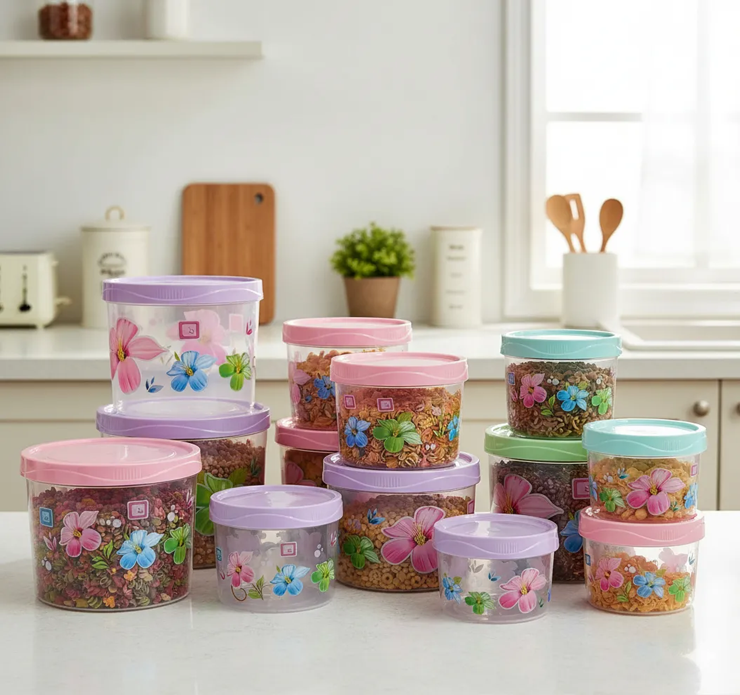 SET DE 6 TAPERS FLORES DIFERENTES TAMAÑOS 1