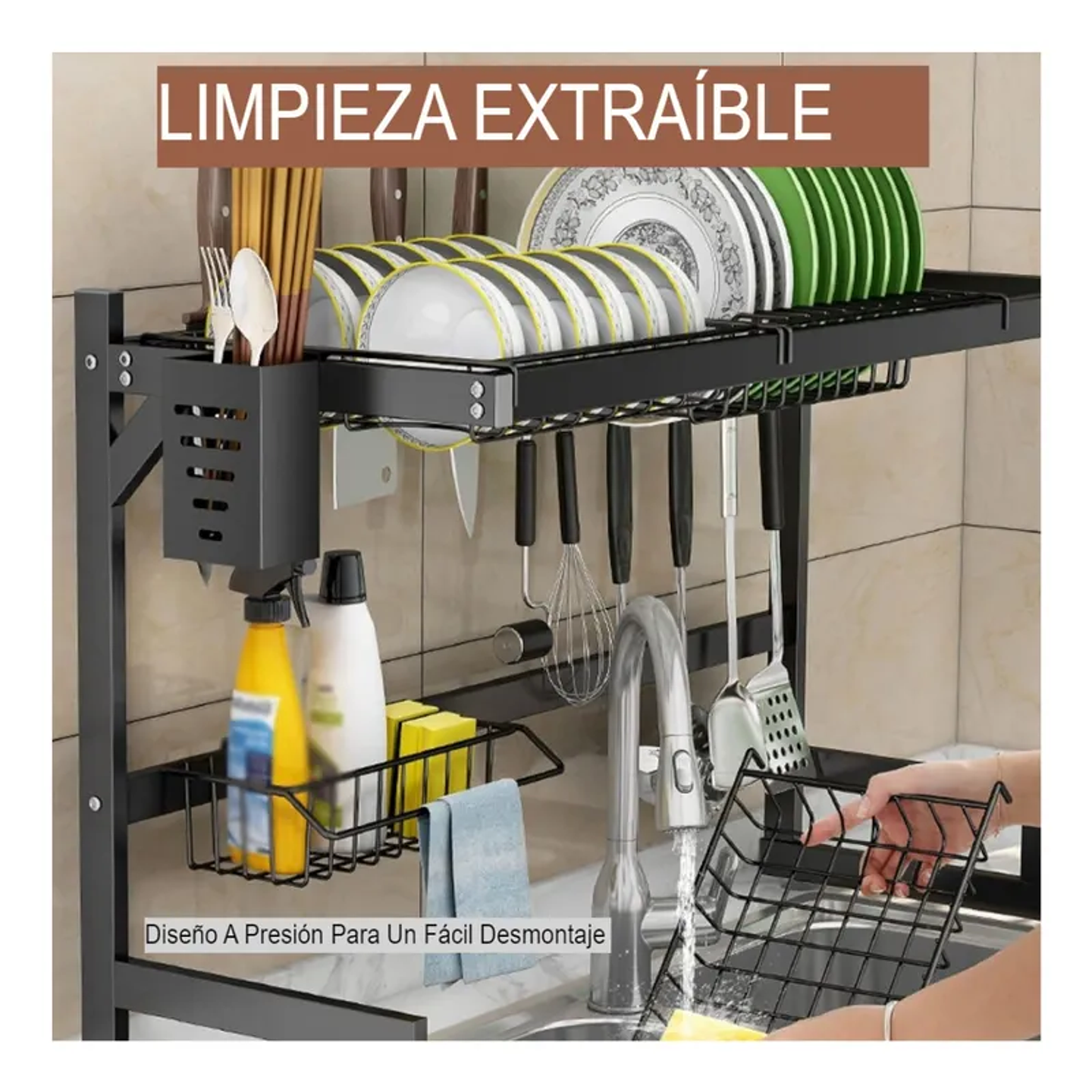 RACK ESCURRIDOR DE PLATOS SOBRE EL FREGADERO MULTIFUNCIONAL 2