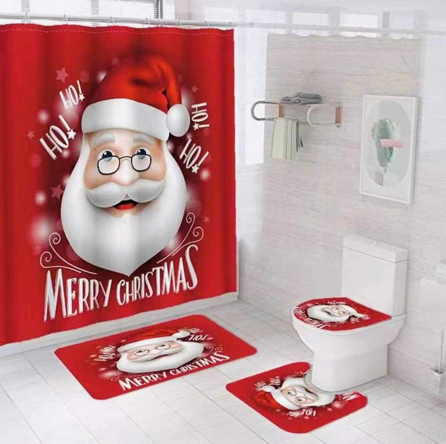 SET DE BAÑO 3 PIEZAS + CORTINA 180x180CM DE GENERO 1