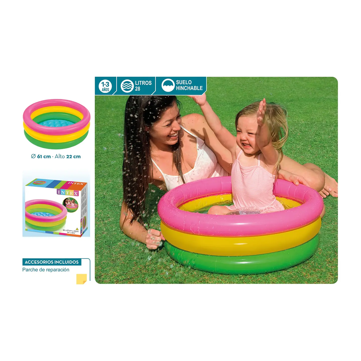 PISCINA INFLABLE BEBÉ REDONDA 61CM 1