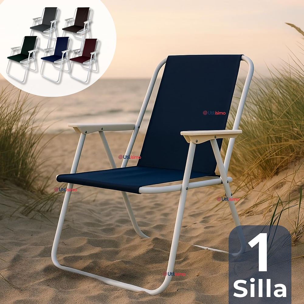SILLA PLEGABLE DE PLAYA COLOR LISO