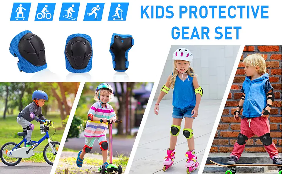 SET PROTECCCION ANTI CAÍDA NIÑO CASCO-RODILLERA-CODERA- CUBRE MANOS 6