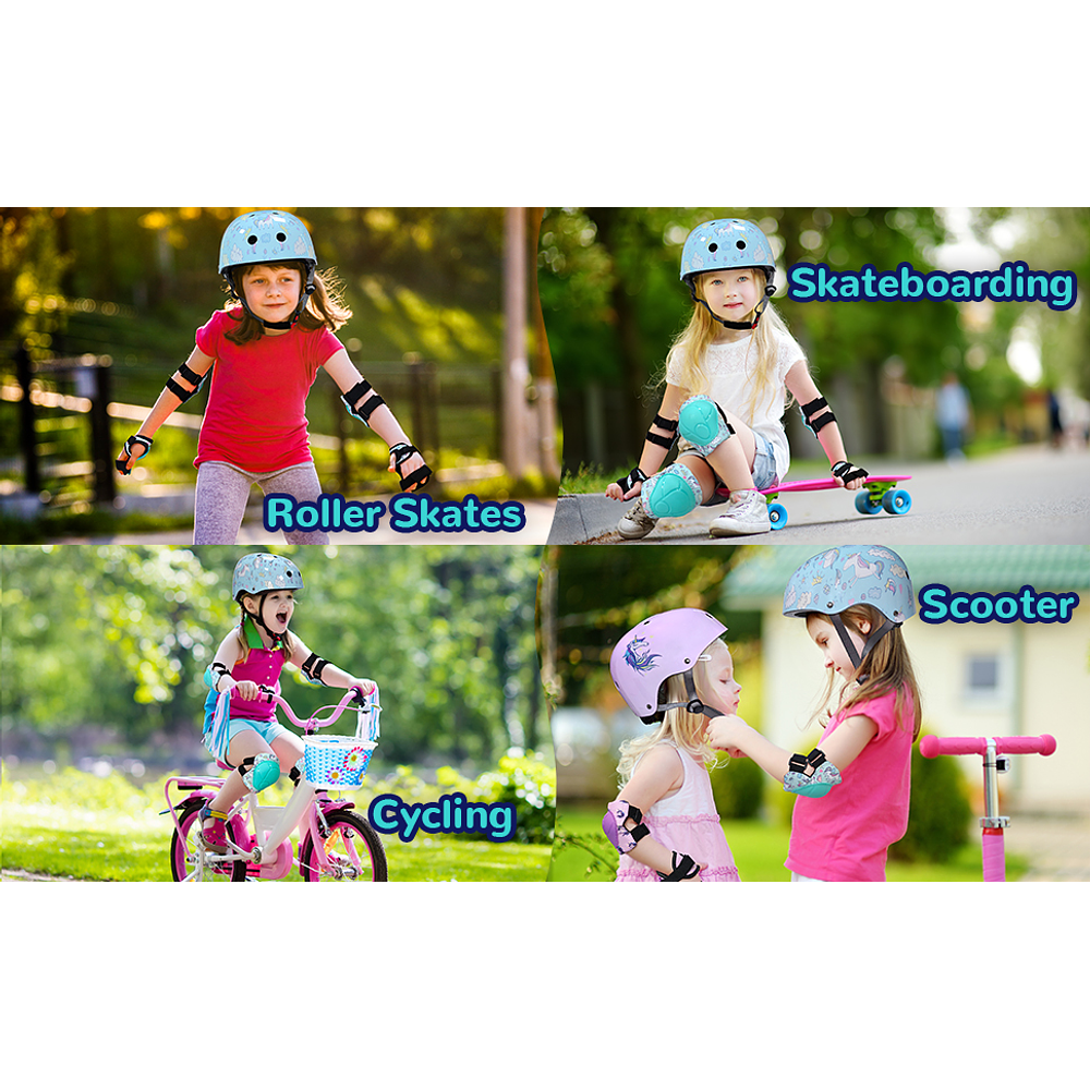 SET PROTECCCION ANTI CAÍDA NIÑO CASCO-RODILLERA-CODERA- CUBRE MANOS