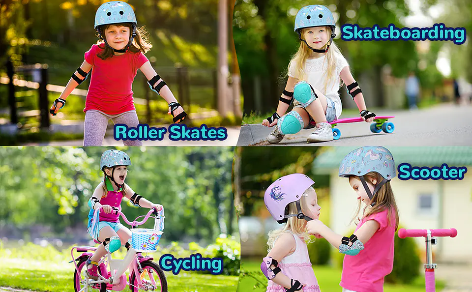 SET PROTECCCION ANTI CAÍDA NIÑO CASCO-RODILLERA-CODERA- CUBRE MANOS 7