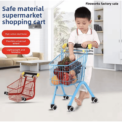 CARRITO DE SUPERMERCADO DE METAL PARA NIÑOS 61x50x33CM